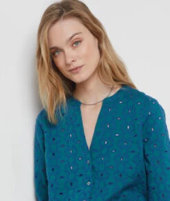 Chemise Broderie Anglaise BLEU VERT