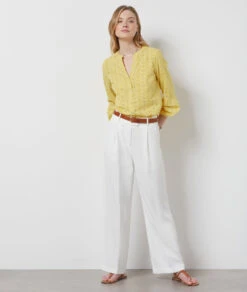 Chemisier à Broderies 100% Coton JAUNE