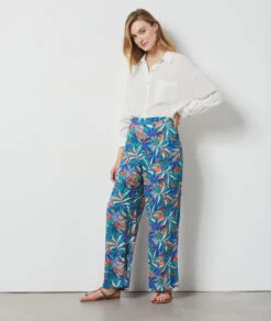 Pantalon Fluide Imprimé BLEU