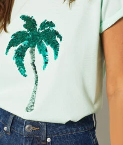 T-shirt Imprimé Palmier 100% Coton BLEU CIEL -Etam Verkäufe 654145320 b