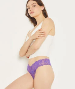 SWEET Tanga en Dentelle Violet : Élégance et Raffinement