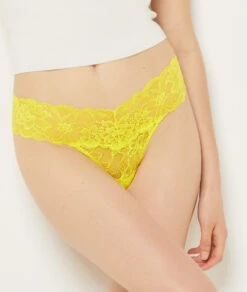 SWEET Tanga En Dentelle JAUNE ACIDULE - Vibrant Lace Lingerie -Etam Verkäufe 654146952 b