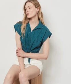 Chemisier à Broderies 100% Coton BLEU VERT 9 Chemisier à Broderies 100% Coton BLEU VERT -Etam Verkäufe 654148231 c