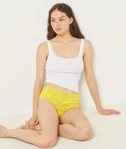 SWEET Hipster V-shape en Dentelle - Coloris Jaune Acidulé -Etam Verkäufe 654151152 6