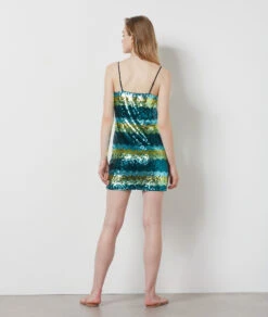 Robe Courte à Sequins VERT -Etam Verkäufe 654155546 a
