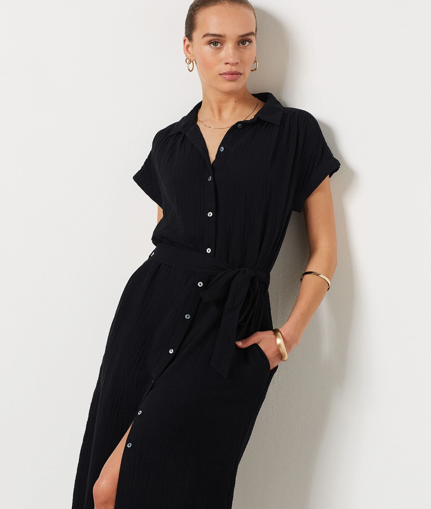 Robe Longue 100% Coton NOIR 1 Robe Longue 100% Coton NOIR