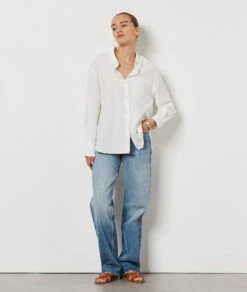 Hemdbluse Aus Baumwollmischgewebe WEIß -Etam Verkäufe 654211301 6