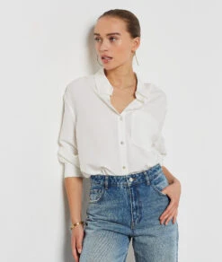 Hemdbluse Aus Baumwollmischgewebe WEIß -Etam Verkäufe 654211301 b