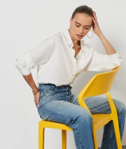 Hemdbluse Aus Baumwollmischgewebe WEIß