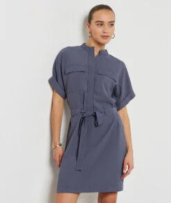 Kleid Mit Bindegürtel BLAUGRAU -Etam Verkäufe 654211621 b