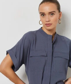 Kleid Mit Bindegürtel BLAUGRAU -Etam Verkäufe 654211621 c