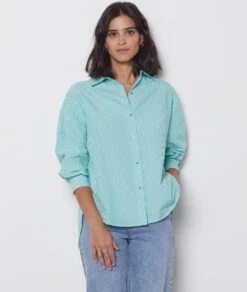 Gestreifte Hemdbluse ANIS ABSINTH 8 Gestreifte Hemdbluse ANIS ABSINTH -Etam Verkäufe 654222441 b