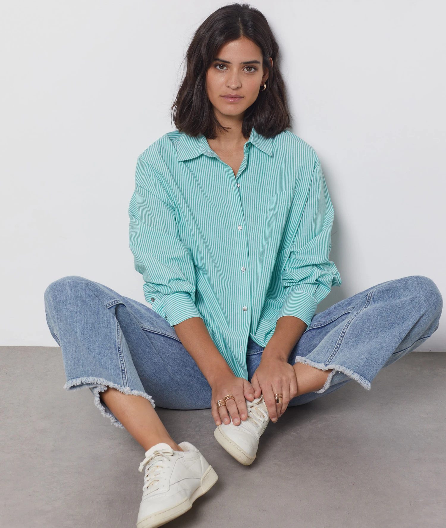 Gestreifte Hemdbluse ANIS ABSINTH 1 Gestreifte Hemdbluse ANIS ABSINTH